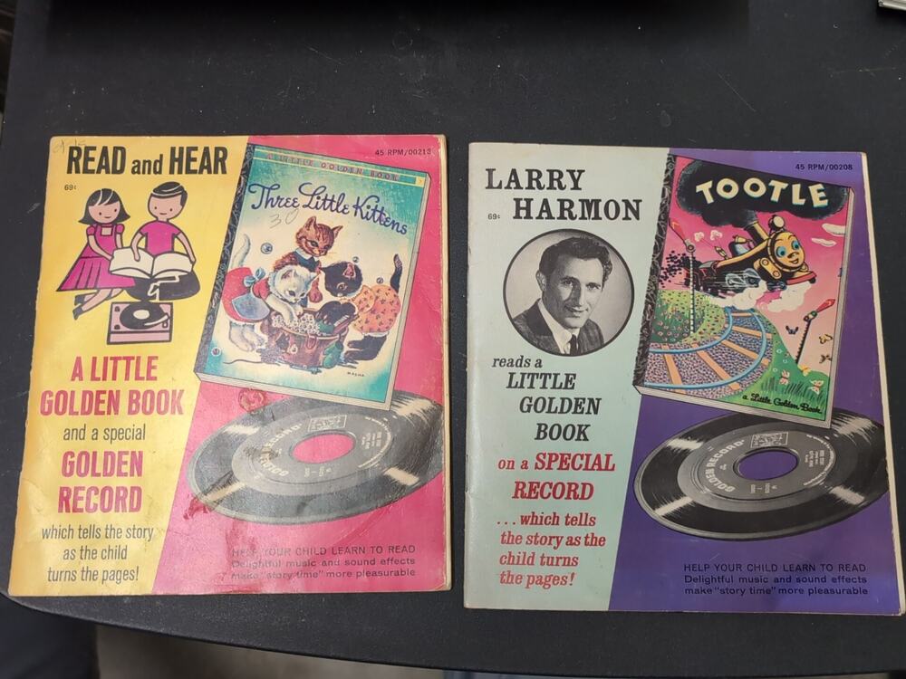 Lot Vintage 45 RPM Golden Records Little Golden Book 208 213 3 Kittens Tootle